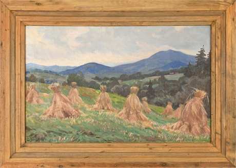 (1963) Harvest Landscape Oil Painting