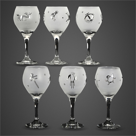 D.L. Horton Petroglyph Stemware — Set of 6, Zia Dreams NM