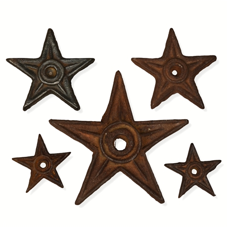 Set of 5 Iron Star Wall Plaques - Rustic Mexican Design