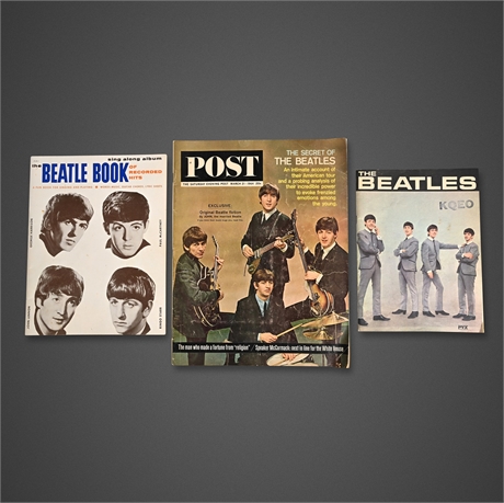 1964 Beatles Lot — Saturday Evening Post, KQEO Tour Book &amp; Songbook