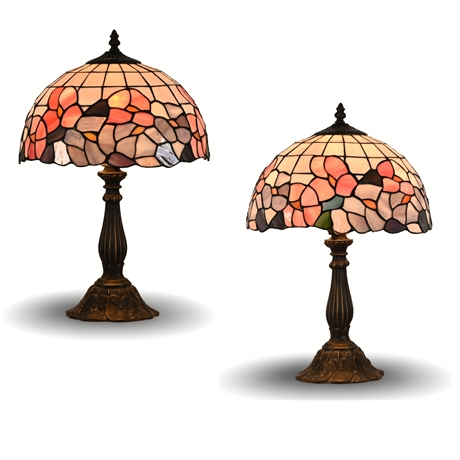 Pair Stained Glass Table Lamps