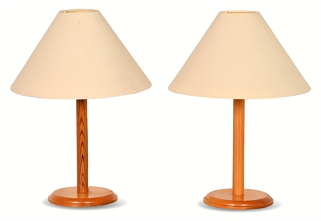 Pair Pine Lamps