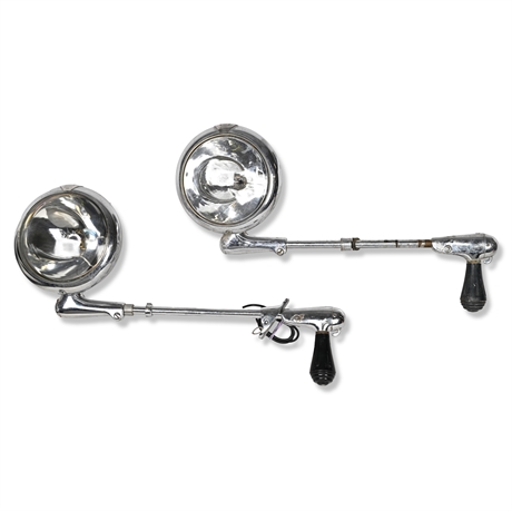 Pair of Unity Model S6 Chrome Spotlights – GE Glass, 6.5" Vintage Automotive
