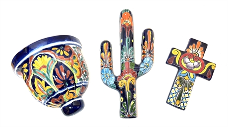 Three Pieces of Talavera Pottery