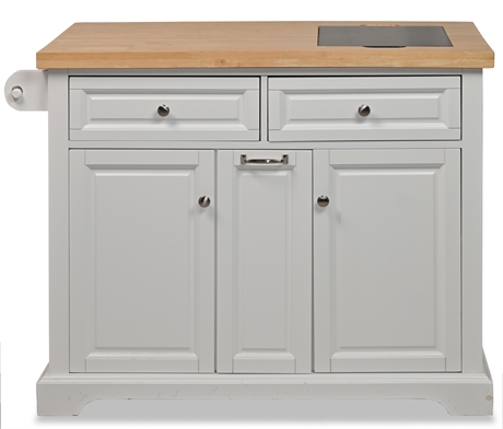 Kitchen Island with Butcher Block Style Top