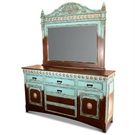 Turquoise Concho Dresser with Mirror