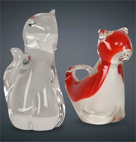 Art Glass Cat Sculptures
