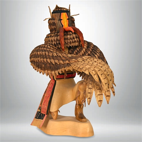 Richard Signed Hopi "Koyona" Turkey Kachina Doll - Exquisite Hand-Carved Wood, 1