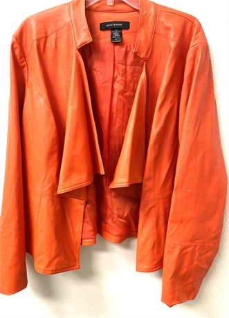 Ashley Stewart Orange Leather Jacket