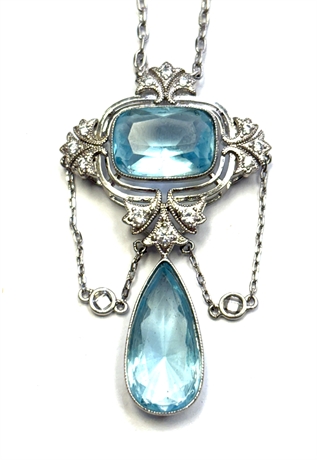 Blue Glass Sterling Silver Necklace