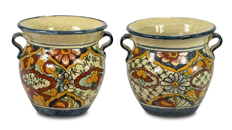 Casal Decorative Mexican Pottery Double Handled Planters