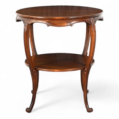 Antique Mahogany Side Table with Ornate Carved Details