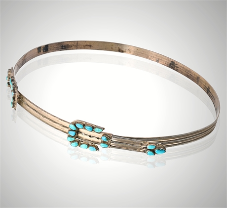 Zuni Sibert & Janita Kallestewa Sterling Silver & Turquoise Hat Band, Signed SKJ