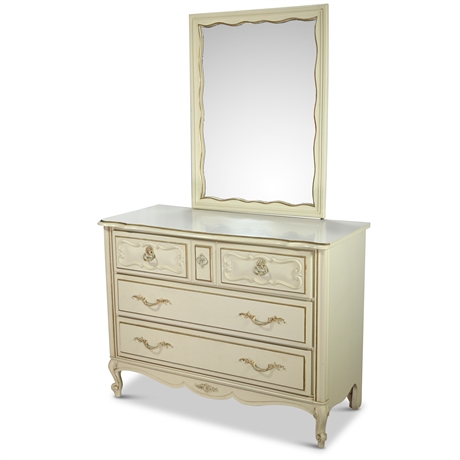 Vintage French Provincial Dresser with Mirror