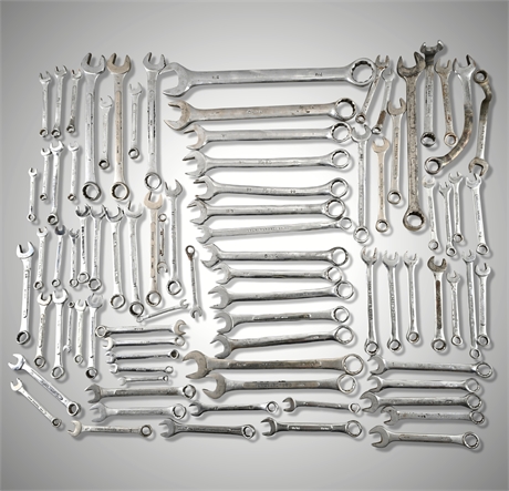 83-Piece Lot of Combination Wrenches – SAE 1/4"–1-1/4", Metric 6–22mm