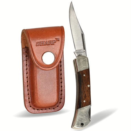 Sharp 800 Pocket Knife with Leather Sheath