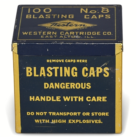 Western Cartridge Co. No. 8 Blasting Caps Box – 100 Count, Groundhog Mine, NM