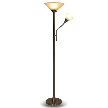 6' Brushed Stainless Torchiere Floor Lamp