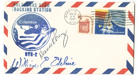 STS-2 Columbia Dual-Signed Goldstone Tracking Station Cover — Nov. 12, 1981