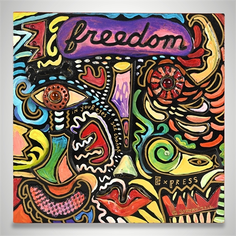 Rokoko "Freedom" Mixed-Media Relief Painting on Panel, 2012 — Signed