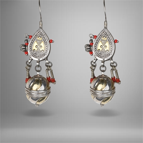 Vintage Kazakh Silver Earrings