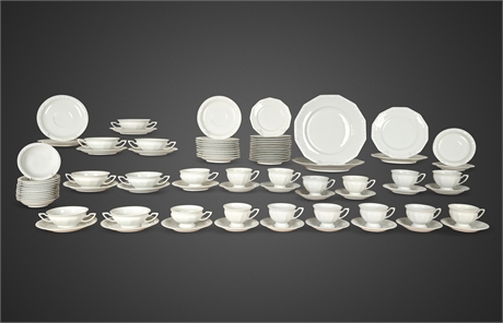 86-Piece Rosenthal “Maria” White Octagonal Porcelain Dinner & Tea Service