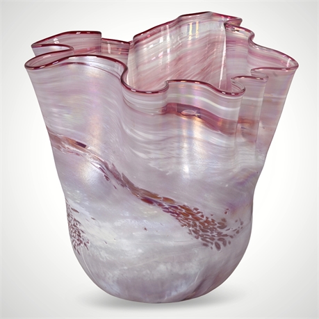 Hank Claycamp Mt. St. Helens Ash Glass Handkerchief Vase – Signed 700/2000
