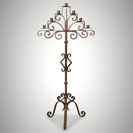 Hand-Forged Spanish Revival Wrought Iron Candelabra