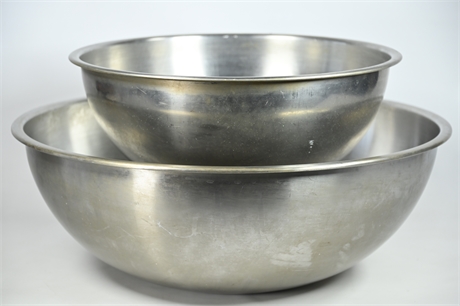 Pair Large Stainless Steel Mixing Bowls
