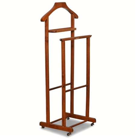 Reguitti Italian Valet Stand – Solid Wood, Tray & Casters