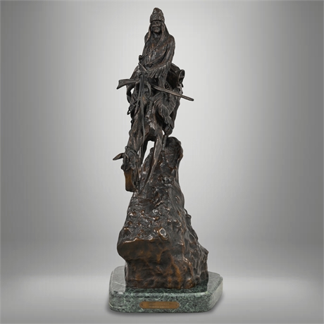 Frederic Remington “The Mountain Man” Bronze Sculpture – 29” on Marble Base