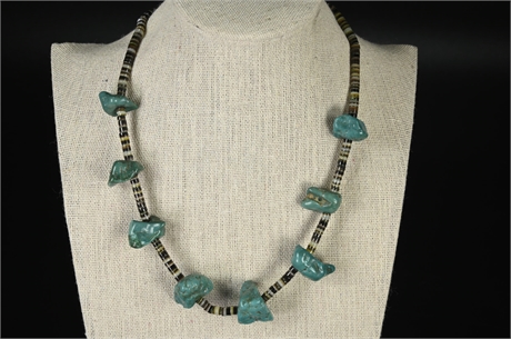 Vintage Heishi & Turquoise Nugget Necklace