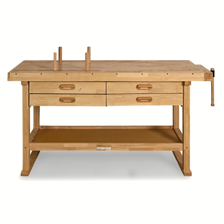 Windsor Design 60" 4-Drawer Hardwood Workbench with End Vise