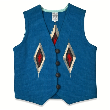Ortega’s Chimayo Handwoven Wool Vest w/ Silk Trim – Women’s S
