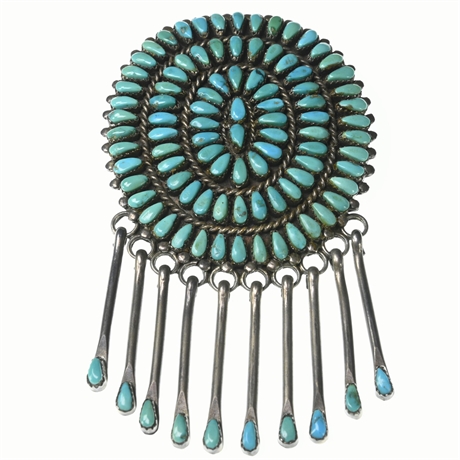 Lorraine Waatsa Zuni Sterling Silver & Turquoise Pendant/Brooch