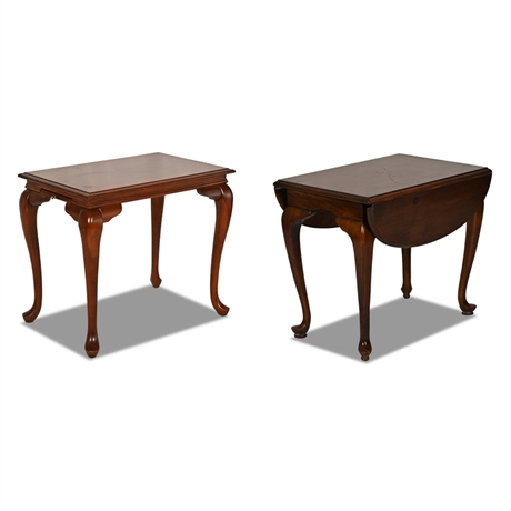Pair Classic Lane Queen Anne Side Tables