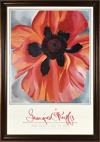 Georgia O’Keeffe “Red Poppy No. VI, 1928” Framed Poster with Glass, 39” x 27”
