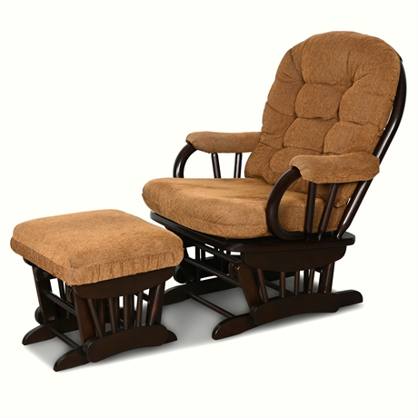 Best Chairs Sona Glider and Ottoman in Caramel Upholstery