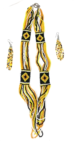 Beaded Statement Necklace and Earrings