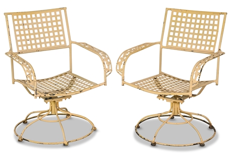 Mid-Century Iron Rocking & Swiveling Patio Chairs