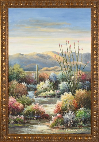 G.Barker Desert Landscape Original Oil