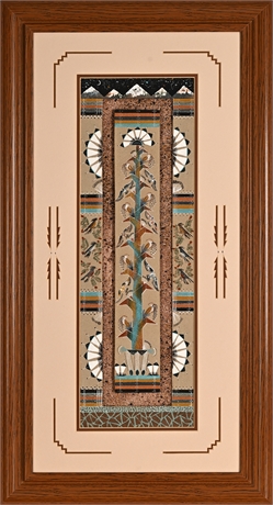 Sammy Myerson Navajo Sand Painting — Tree of Life, Shadow Box, Framed​​​​​​​