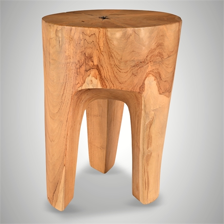 Kyra Solid Wood End Table Stool Aged Natural
