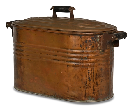 Copper Boiler Wash Tub with Lid, Early 20th Century