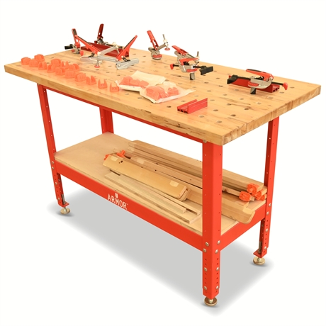 Armor 54" Professional Butcher Block Workbench with Clamps