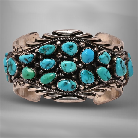 Timothy Lee 25 Turquoise Stone Sterling Cuff