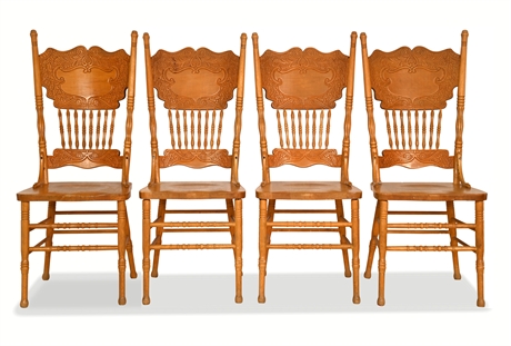 For Restoration: 4 Oak Press Back Chairs