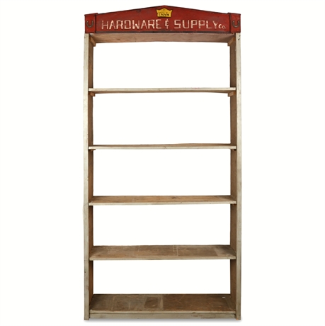 Rustic Folk Art "Crown Hardware & Supply Co." Bookcase