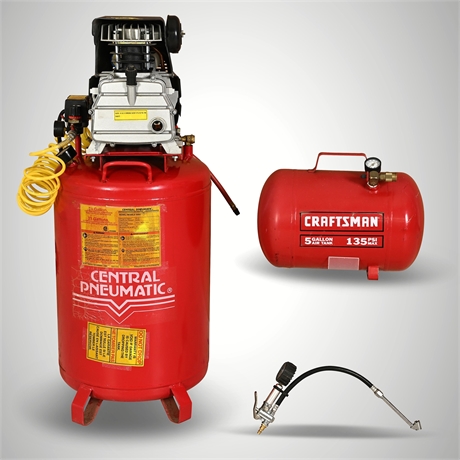21-Gallon Vertical Air Compressor + Craftsman 5-Gallon Air Tank