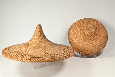 Vintage Rattan Rickshaw Coolie Conical Hat